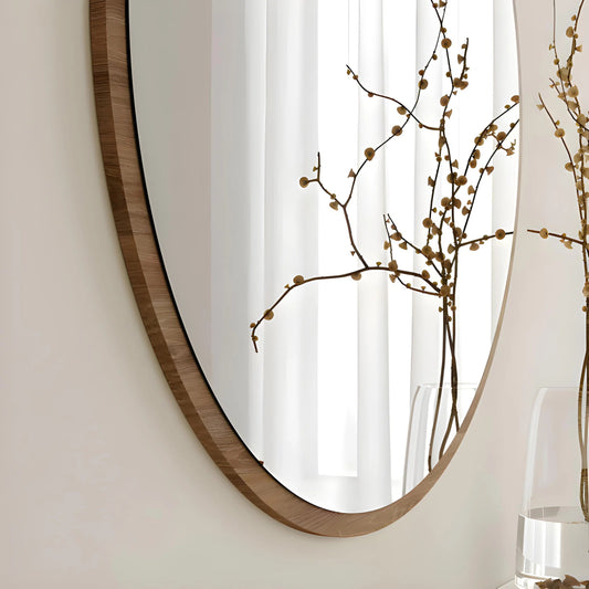 Miroir Rond en MDF Stratifie Marron – Diametre 60 cm