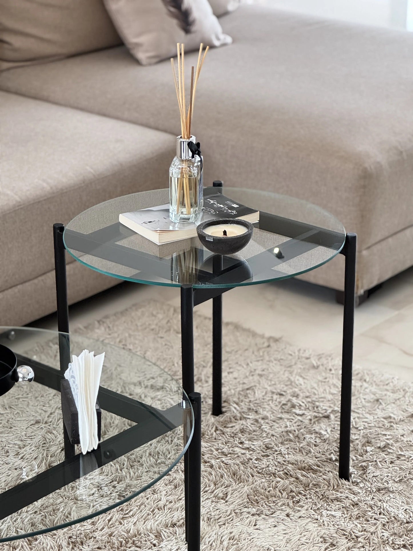 Table d’appoint Oscar PM – Verre & metal