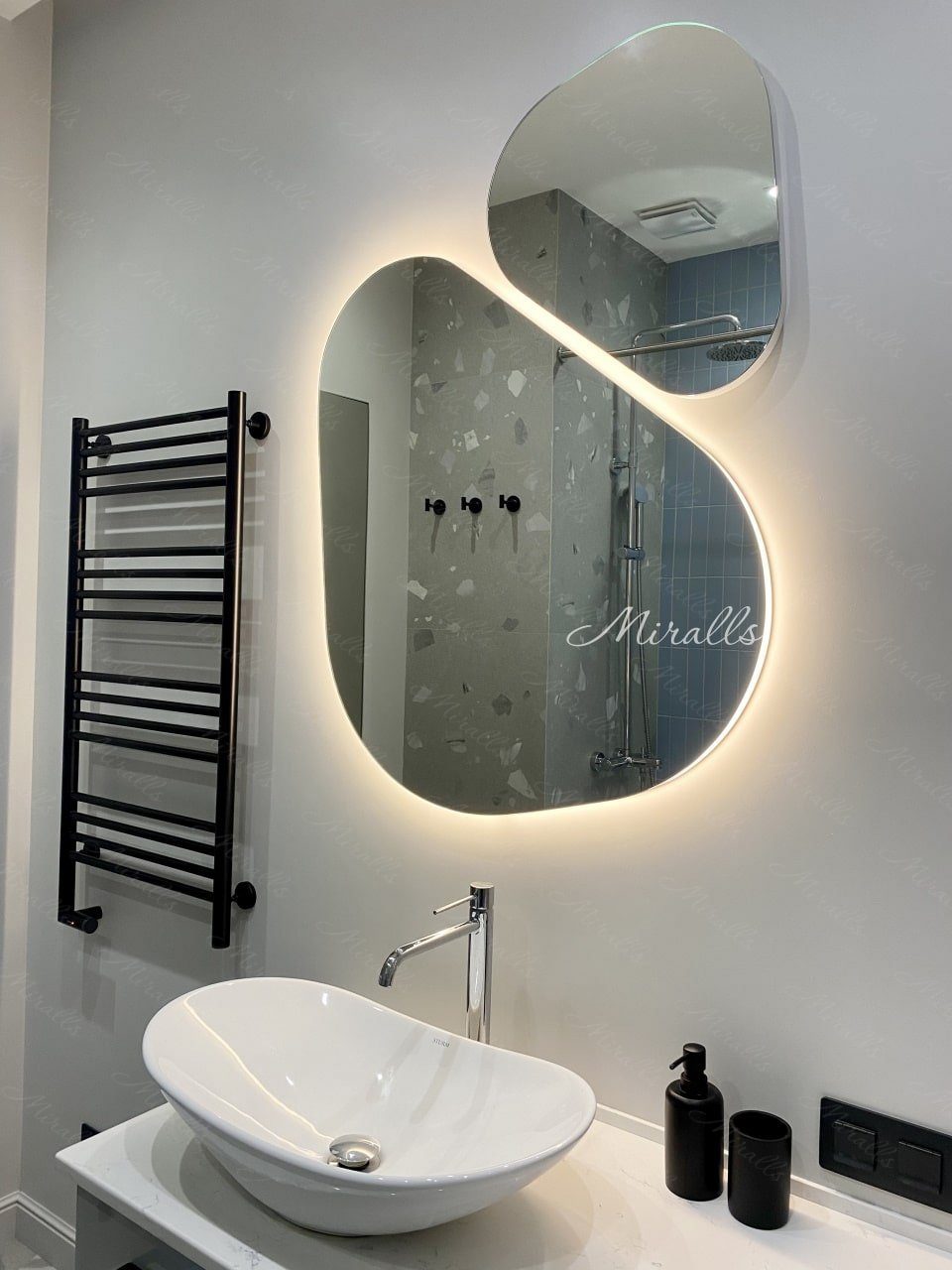 Miroir double éclairé opale