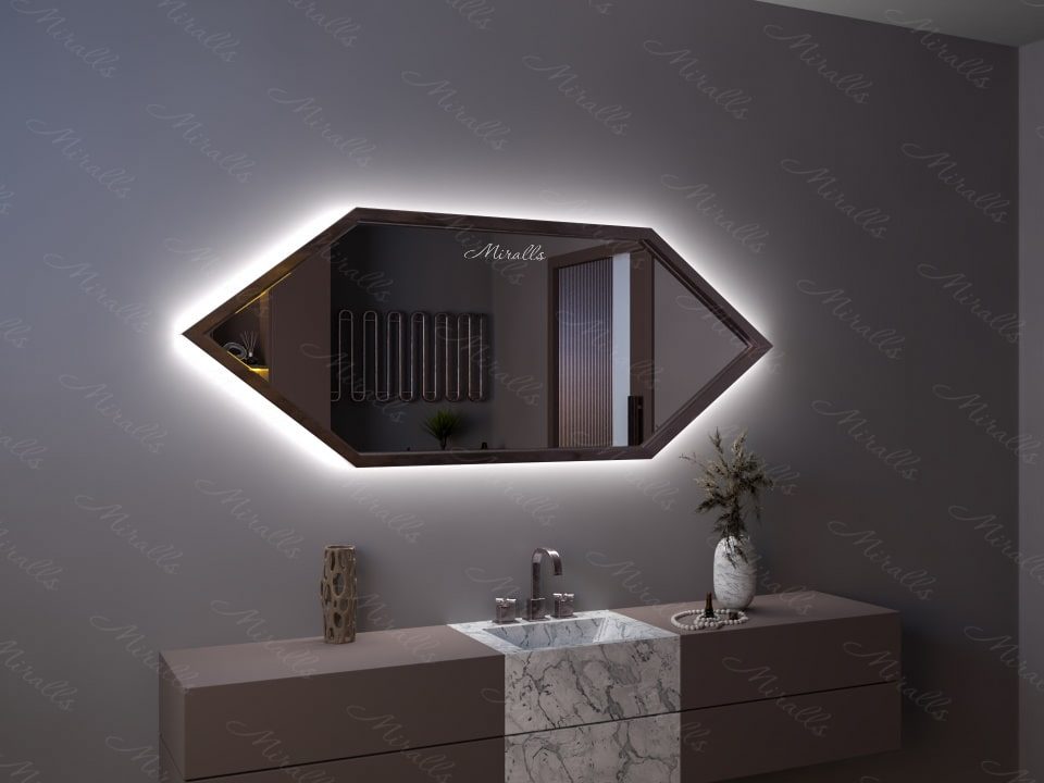 Miroir rétroéclairé Hector Extra dans un cadre en métal