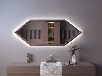 Miroir rétroéclairé Hector Extra dans un cadre en métal