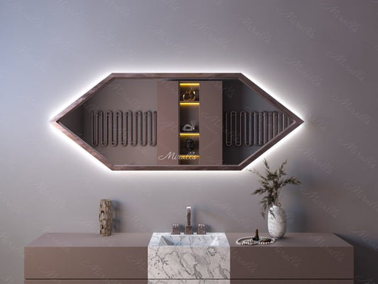 Miroir rétroéclairé Hector Extra dans un cadre en métal