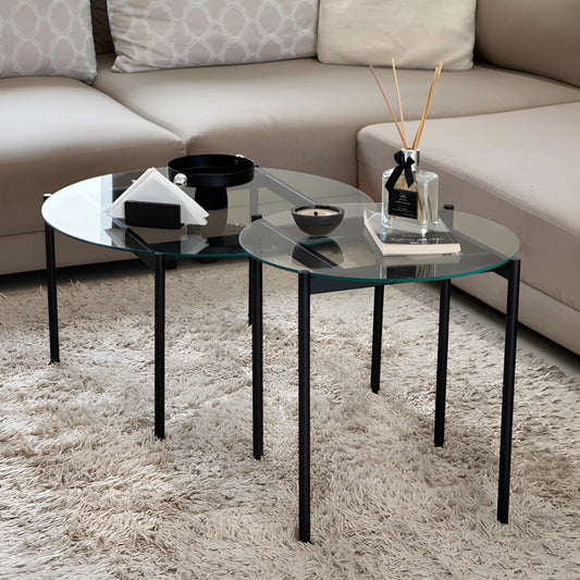 Ensemble de Tables Basses OSCAR – Verre Trempe Transparent