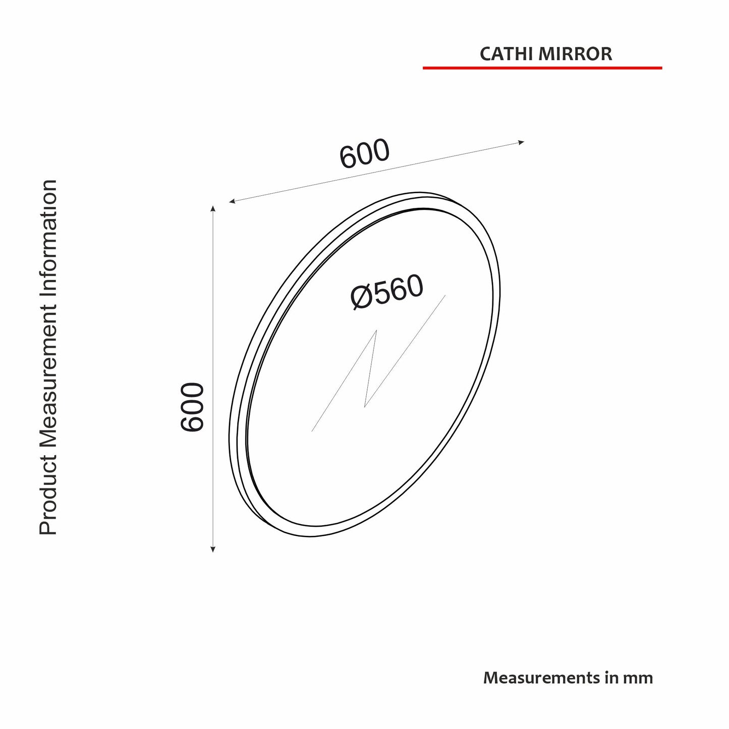 Miroir Rond en MDF Stratifie Marron – Diametre 60 cm