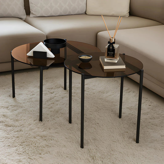 Ensemble de Tables Basses Oscar – Verre Trempé Fumé