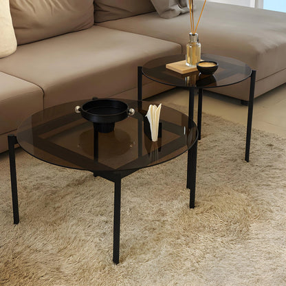 Ensemble de Tables Basses Oscar – Verre Trempé Fumé